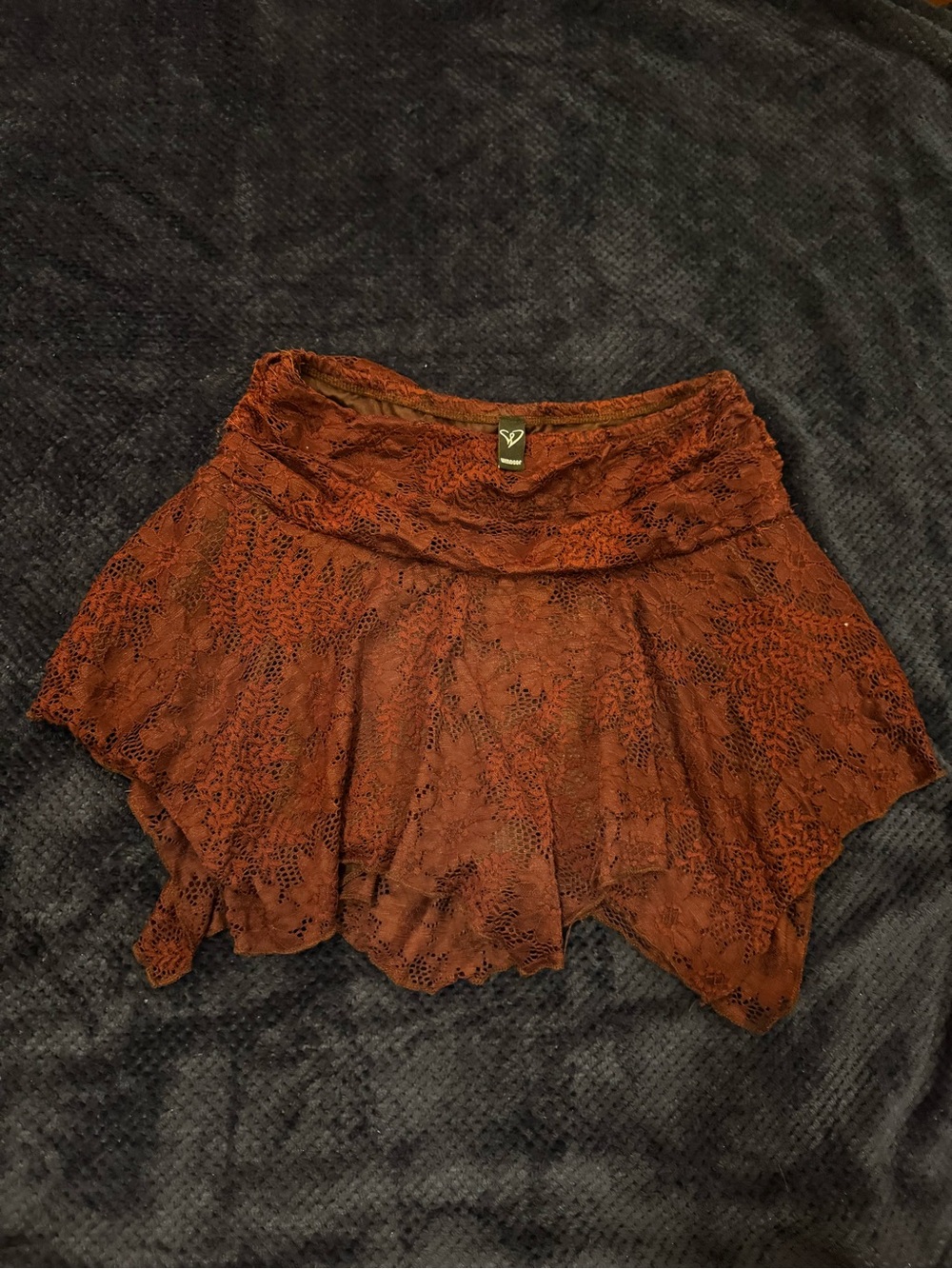 Windsor Lace Asymmetrical Mini Skirt